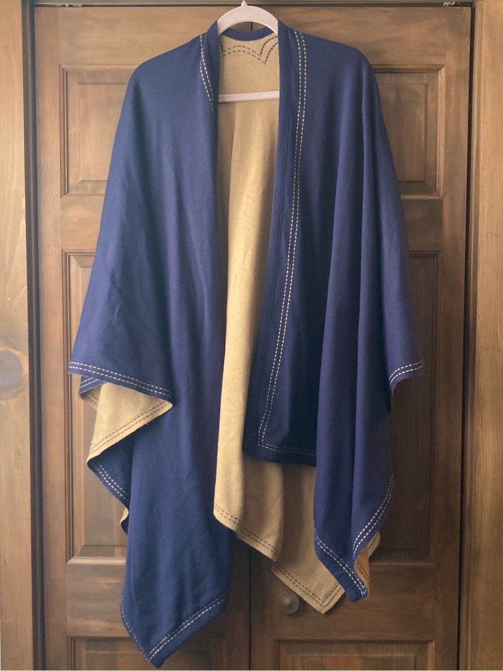 Navy & Camel Brown Reversible Wrap